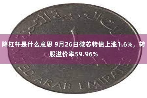 降杠杆是什么意思 9月26日微芯转债上涨1.6%，转股溢价率59.96%